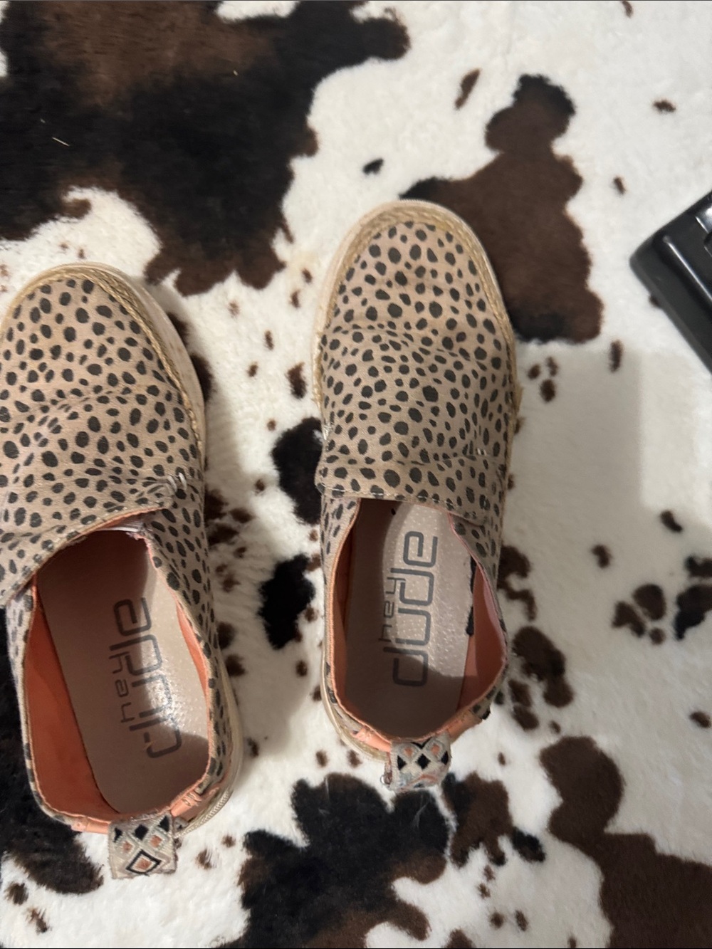 Hey Dude Cheetah-Print Slip-On Espadrille in Tan and Black